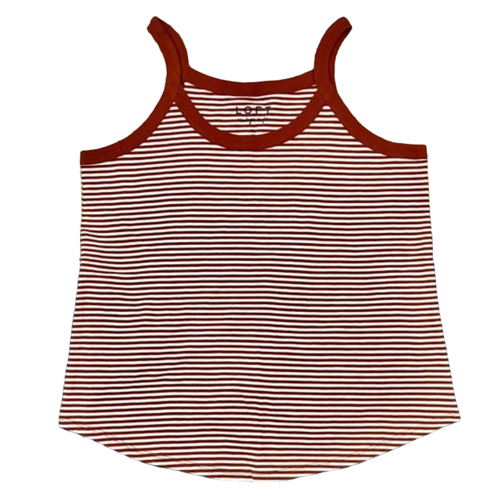 NWT LOFT Rust Striped Rib Trim Relaxed Cami Tank-